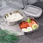 ظرف غذای استیل قفل‌ دار دو طبقه دسته دار - تصویر 2
