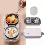 لانچ باکس برقی دو طبقه با چهار محفظه استیل - تصویر 6